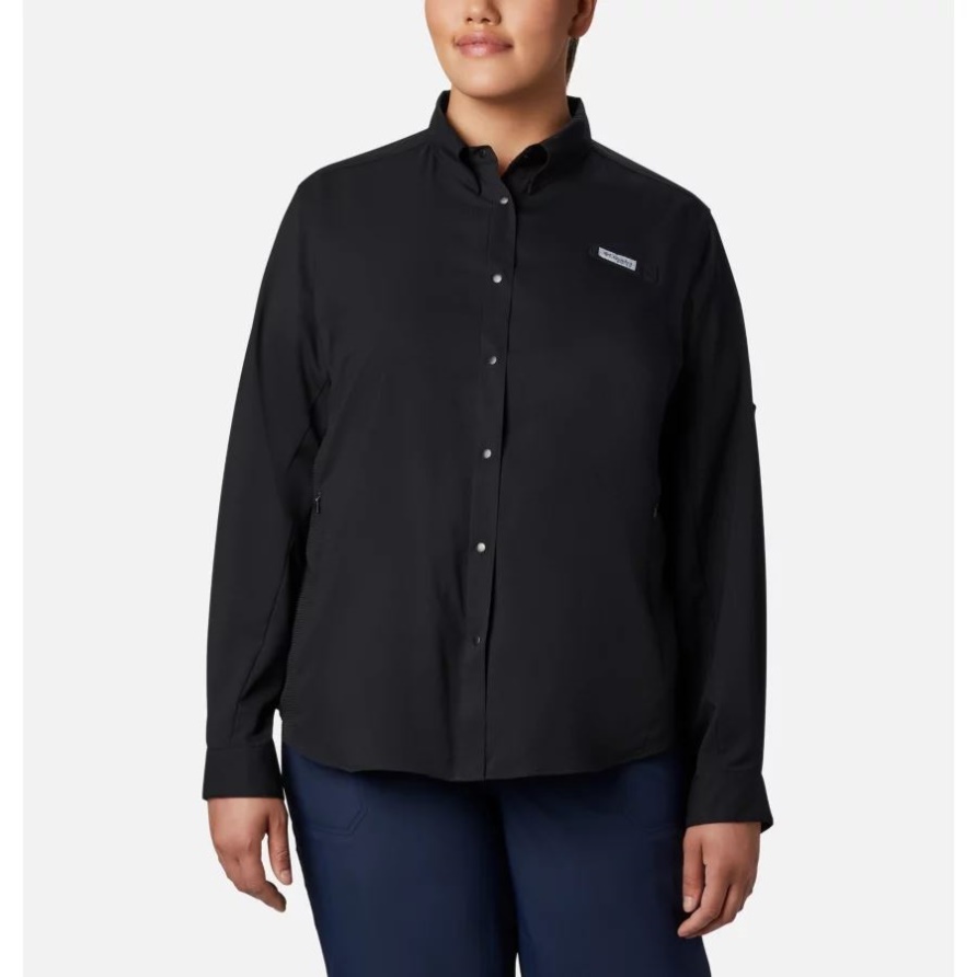Pfg Tamiami Ii Langarmshirt Für Damen Plus Größe Columbia Schwarz