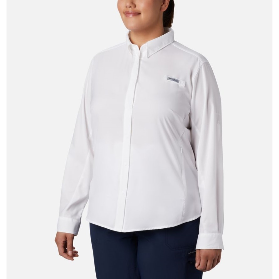 Pfg Tamiami Ii Langarmshirt Für Damen Plus Größe Weiß Columbia