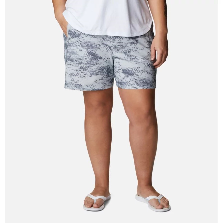 Pfg Tidal Ii Shorts Für Damen Plus Größe Cool Grey Pfg Camo Print Columbia