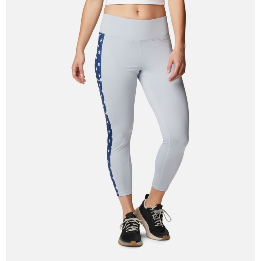 Pfg Tidal Leggings Damen Cirrus Grau Americana Print Columbia