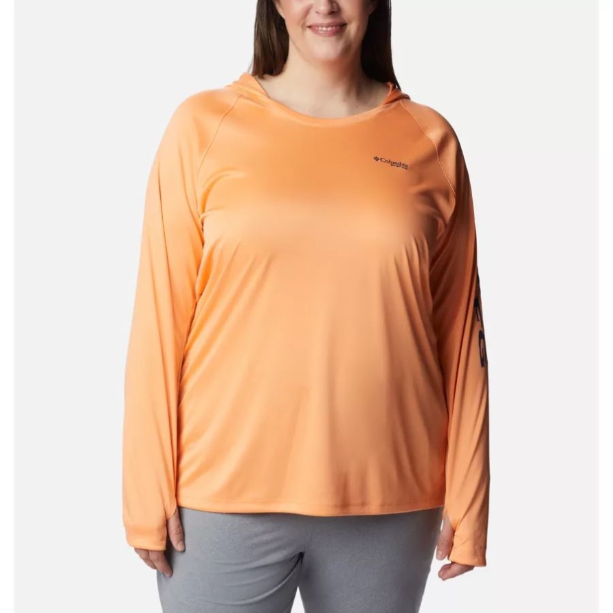 Pfg Tidal Tee Hoodie Für Frauen Plus Größe Helles Nektar-/kohlenstofflogo Columbia
