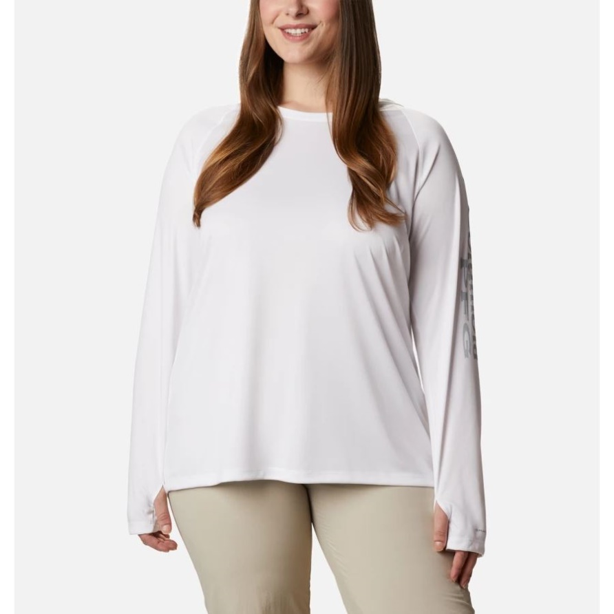 Pfg Tidal Tee Hoodie Für Damen Plus Größe Weiß/zirrusgrau Logo Columbia
