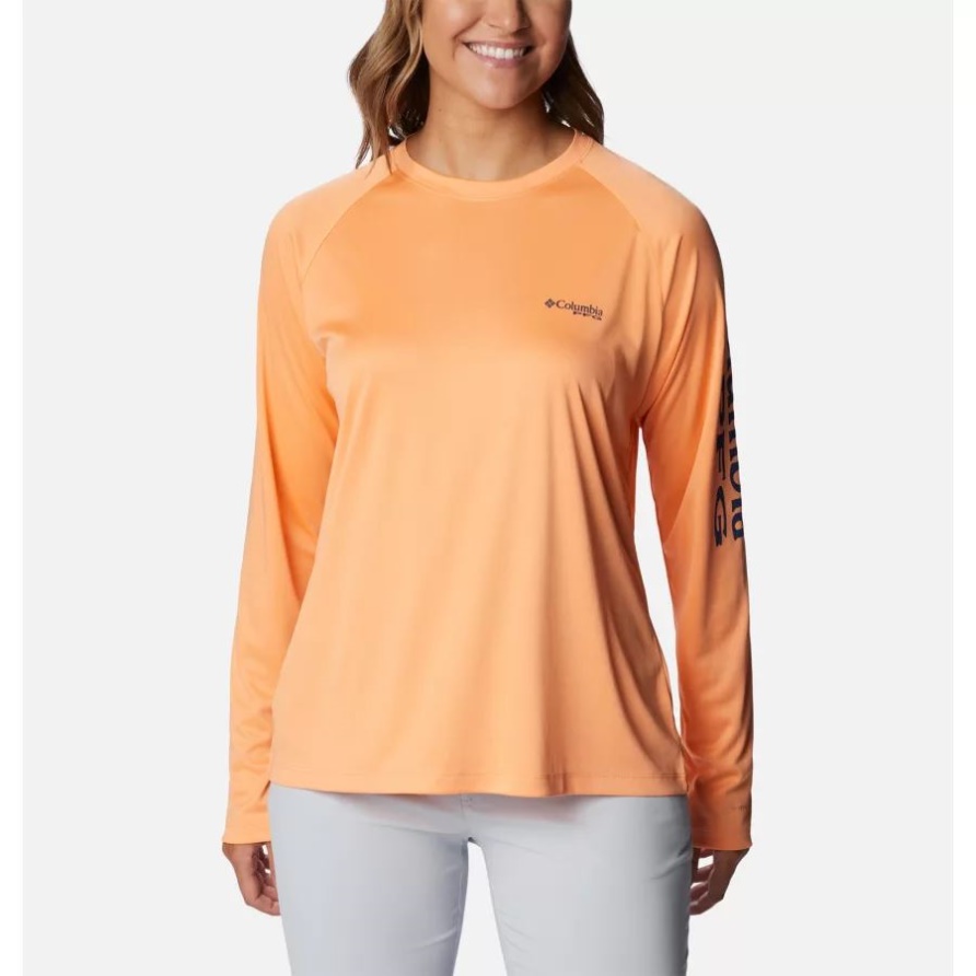 Pfg Tidal Tee Ii Langärmliges Hemd Für Damen Columbia Bright Nectar/carbon Logo