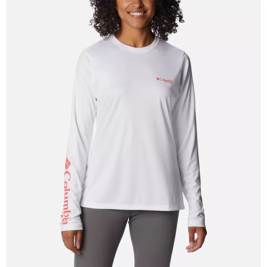 Damen Pfg Tidal Tee Island Time Langarmshirt Columbia White/Neon Sunrise