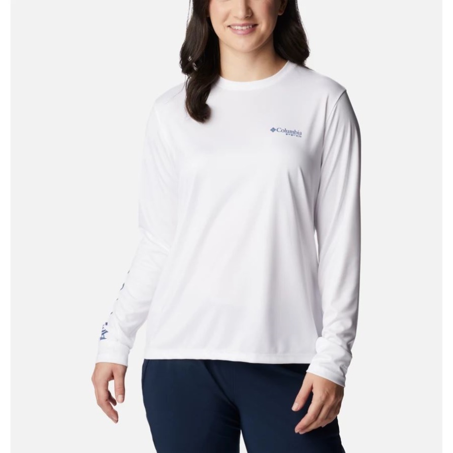 Langärmliges Pfg-tidal-t-stück Sailfish Flair Für Damen Columbia White/bluestone Aurora Fish