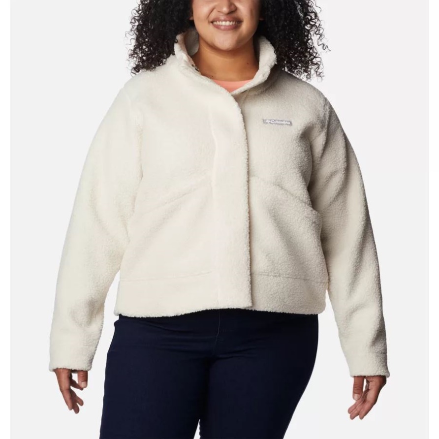 Damen-Panorama-Snap-Fleecejacke Plus Größe Columbia Chalk