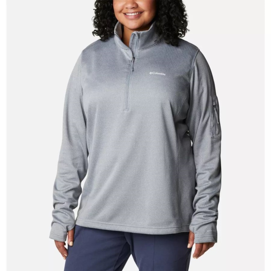 Park View Grid Fleecepullover Mit 1/2-Reißverschluss Für Damen Plus Größe Cirrus Grey/Heide Columbia