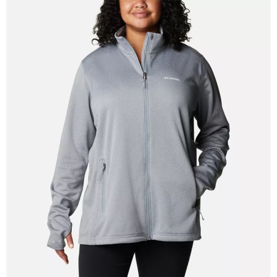 Park View Grid Fleecepullover Mit Durchgehendem Reißverschluss Für Damen Plus Größe Cirrus Grey/Heide Columbia