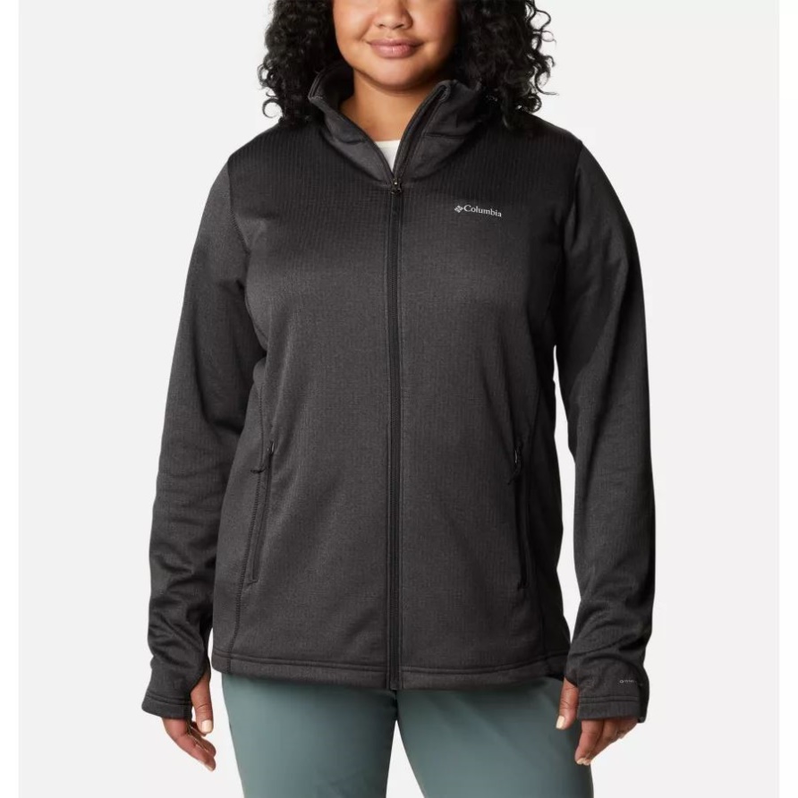 Park View Grid Fleecepullover Mit Durchgehendem Reißverschluss Für Damen Plus Größe Columbia Black Heather