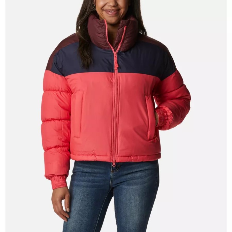 Pike Lake Isolierte, Kurz Geschnittene Daunenjacke Für Damen Bright Geranium/Dark Nocturnal/Malbec Columbia