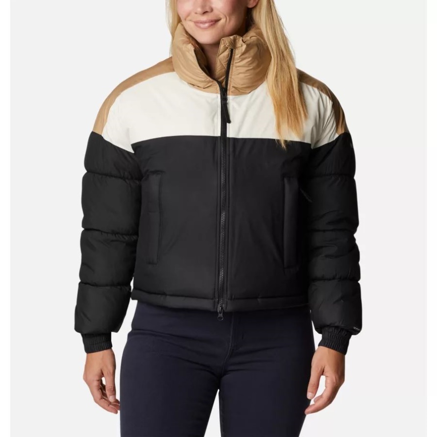 Pike Lake, Isolierte, Kurz Geschnittene Daunenjacke Für Damen Columbia Black/Chalk/Beach