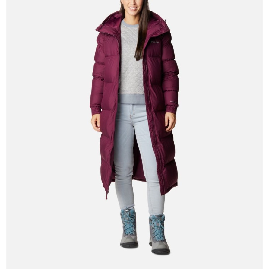 Pike Lake Isolierte, Lange Daunenjacke Mit Kapuze Für Damen Marionberry Columbia