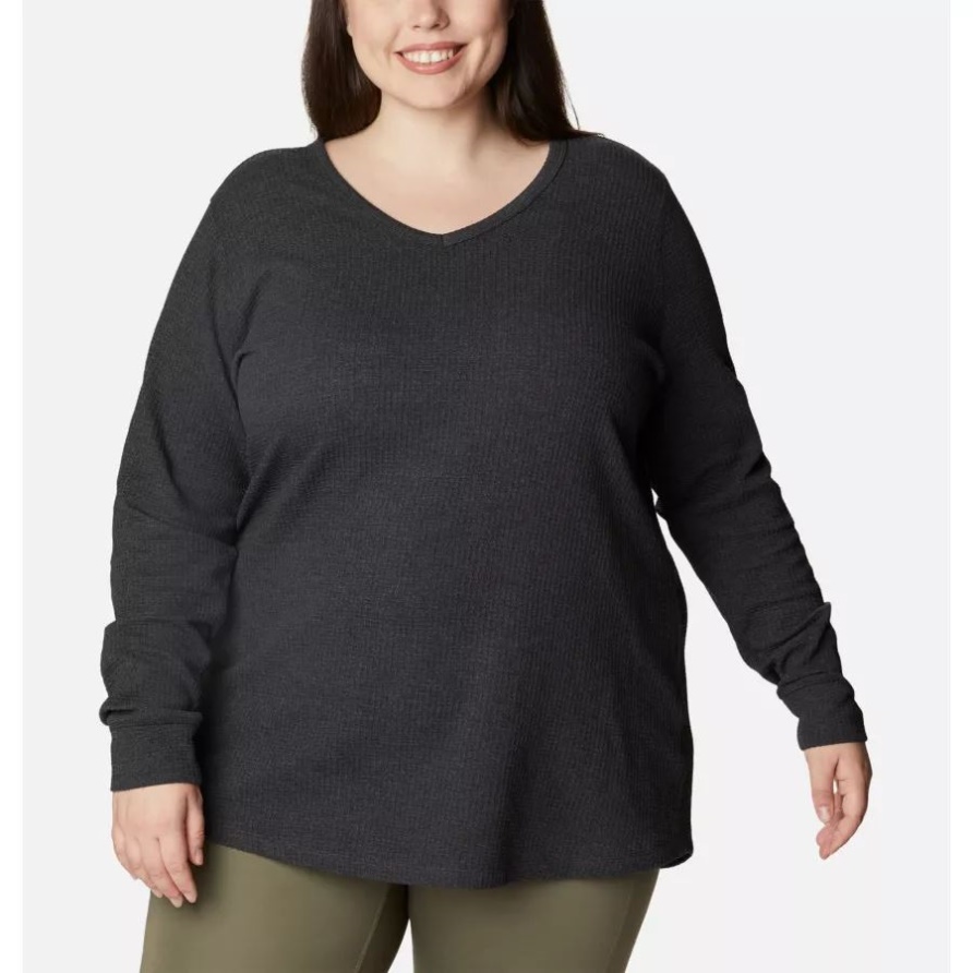 Thermo-Tunika Mit Langen Ärmeln Aus Kiefernspitze Für Damen In Übergröße Columbia Black Heather