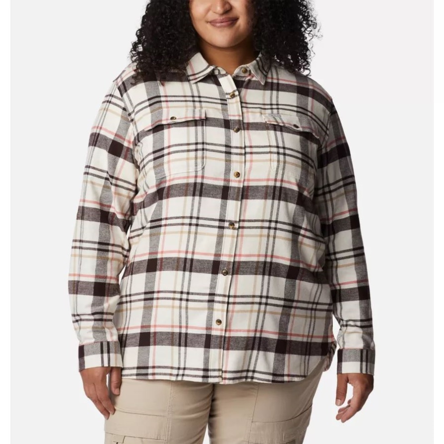 Pine Street Stretch Flanell Plus Size Columbia Chalk Simple Tartan Für Damen