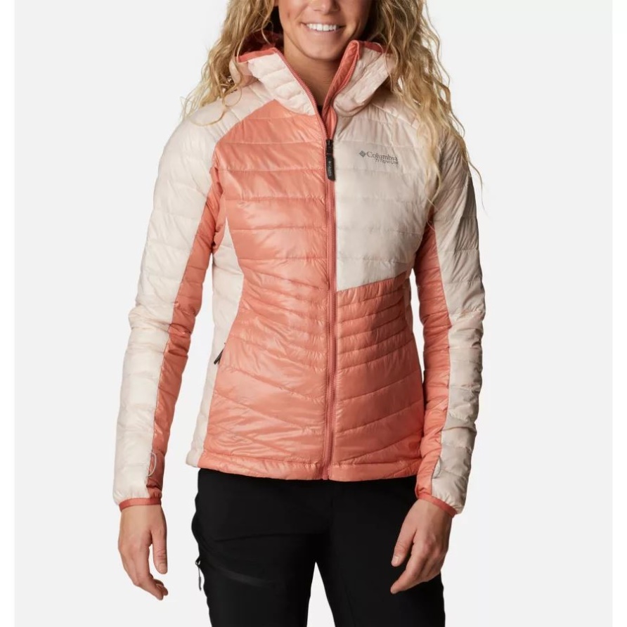 Isolierte Damen-Kapuzenjacke Mit Platinspitze Columbia Dark Coral/Pfirsichblüte