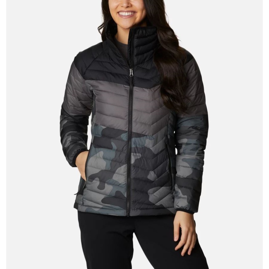 Damenpuder Lite Blockjacke Columbia Black/City Grey/Black Mod Camo Print