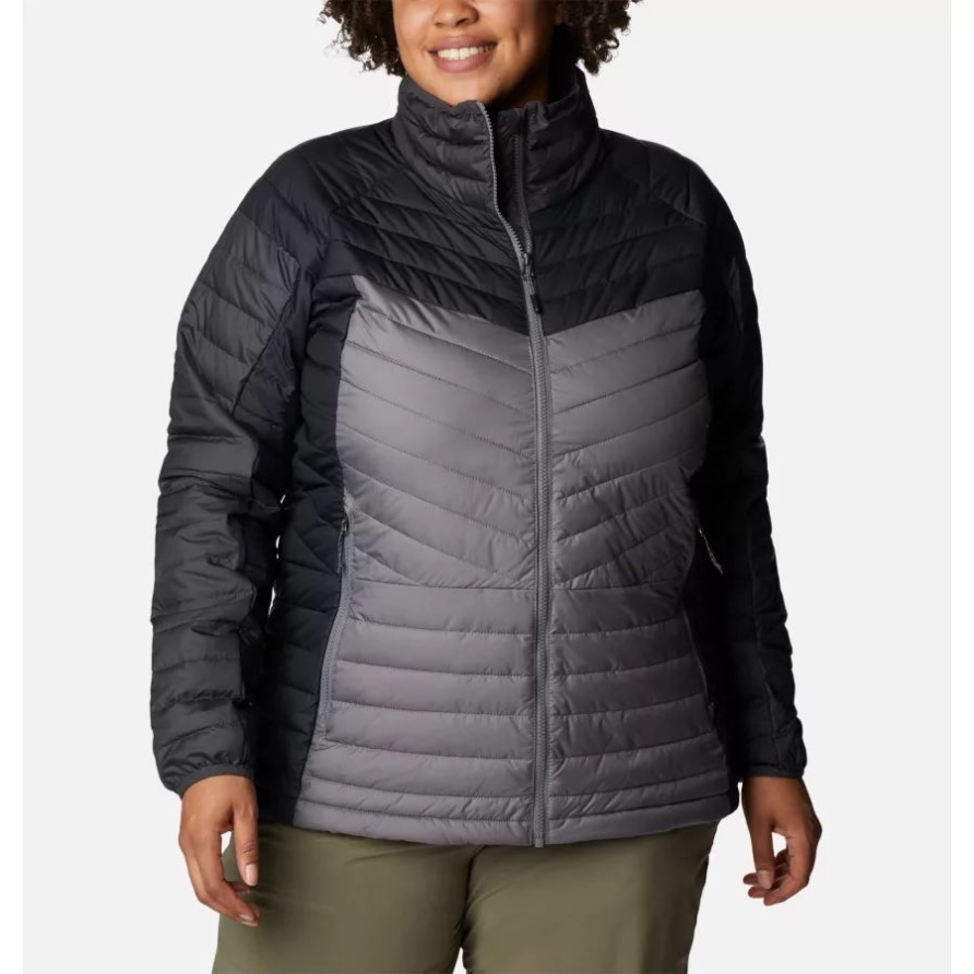 Damenpuder Lite II Isolierte Jacke Mit Durchgehendem Reißverschluss Plus Größe Columbia City Grey/Shark/Black