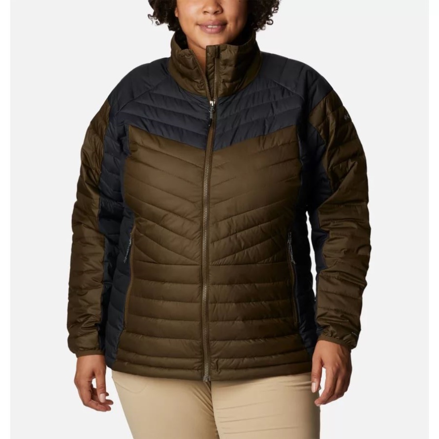 Damenpuder Lite II Isolierte Jacke Mit Durchgehendem Reißverschluss Plus Größe Olivgrün/Schwarz Columbia