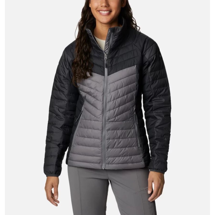 Damenjacke Powder Lite II Mit Durchgehendem Reißverschluss Columbia City Grey/Shark/Black