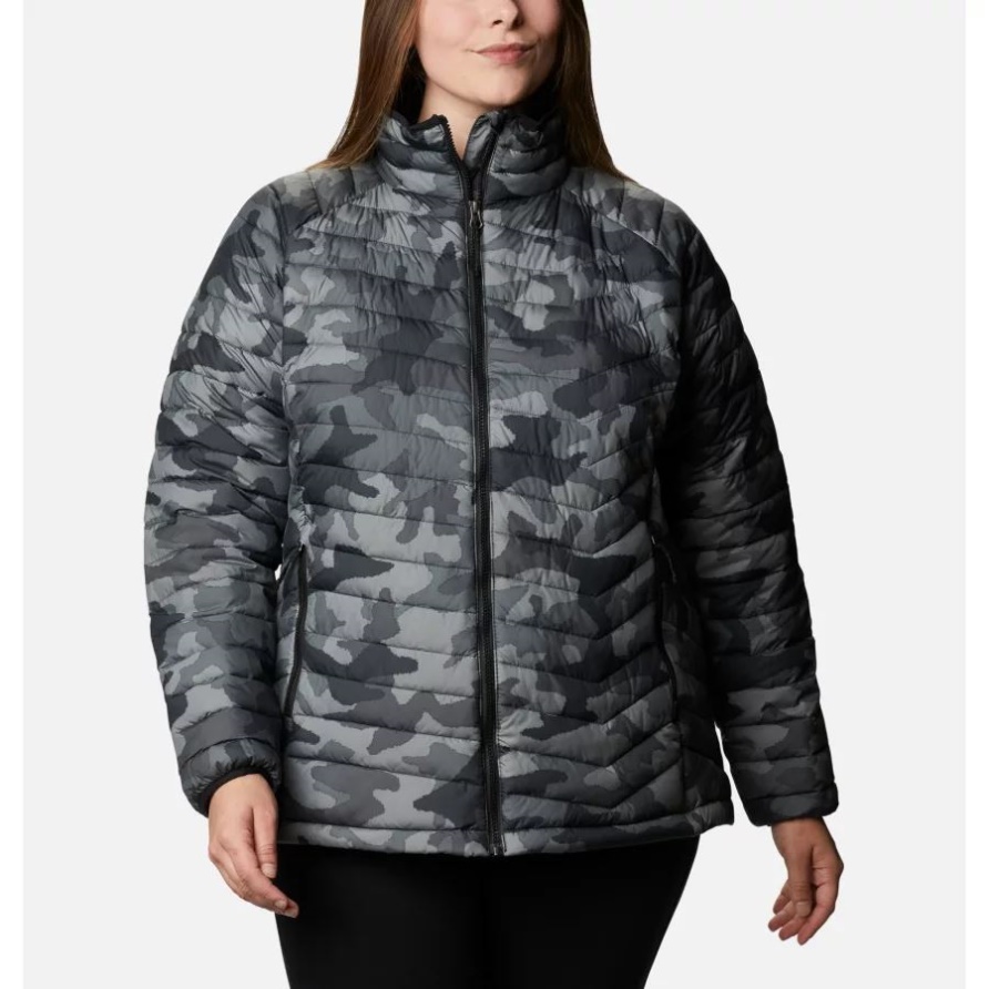 Puderjacke Für Damen Plus Größe Schwarz Traditionelles Camo Columbia