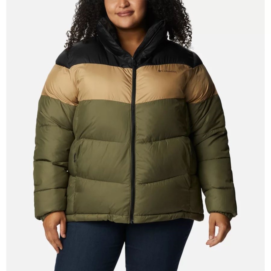 Puffect-Farbblockjacke Für Damen In Großen Größen Steingrün/Beach/Schwarz Columbia