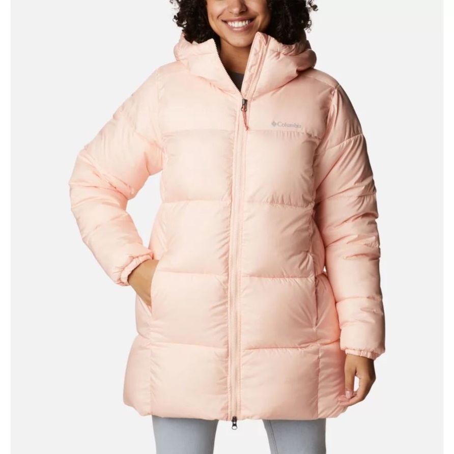 Puffect-Pufferjacke Mit Mittlerer Kapuze Für Damen Pfirsichblüte Columbia