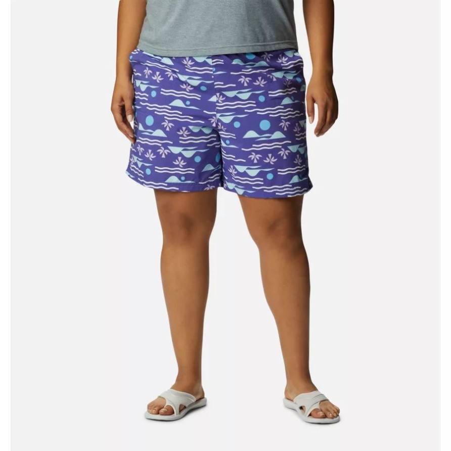 Sandige River Ii Bedruckte Shorts Für Damen Plus Größe Lila Lotus/seaside Multi Columbia