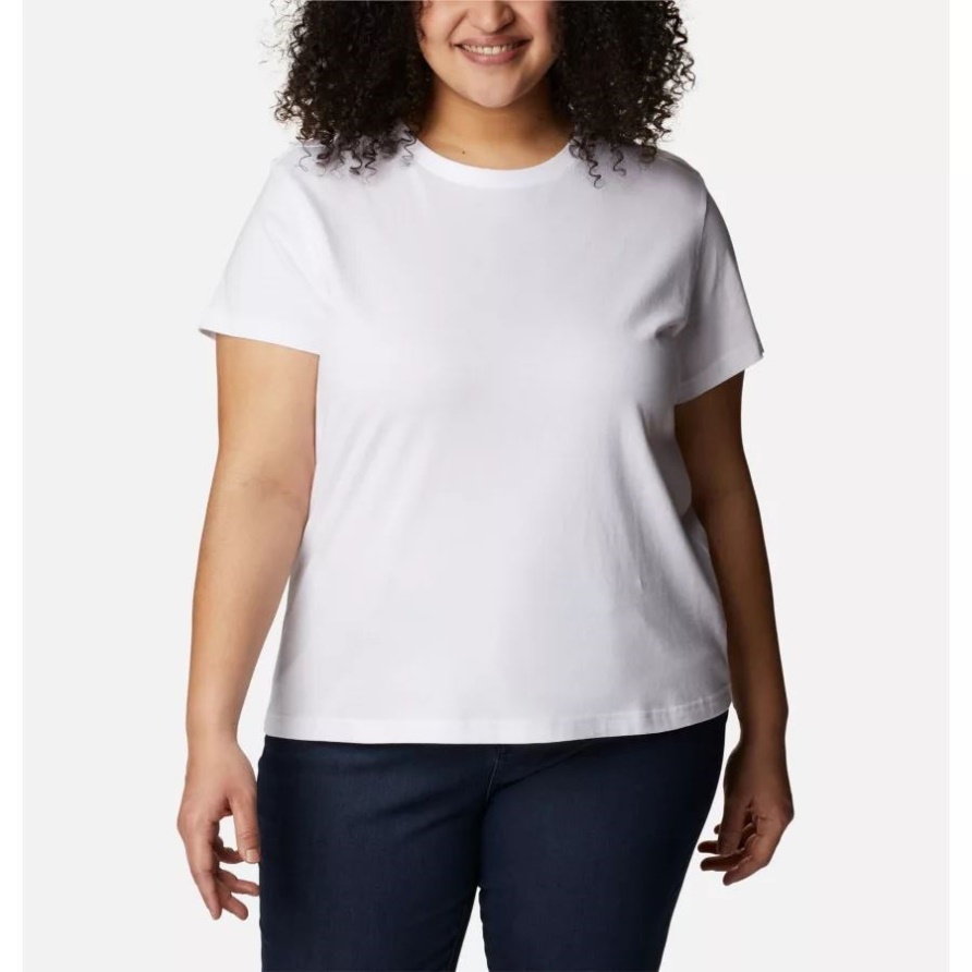 Kurzärmliges Saphirpunkt-shirt Für Damen Plus Größe Columbia White