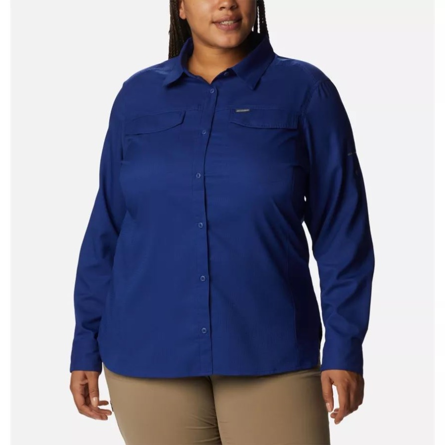 Damen-Shirt Silver Ridge Lite Mit Langen Ärmeln Plus Größe Columbia Dark Sapphire