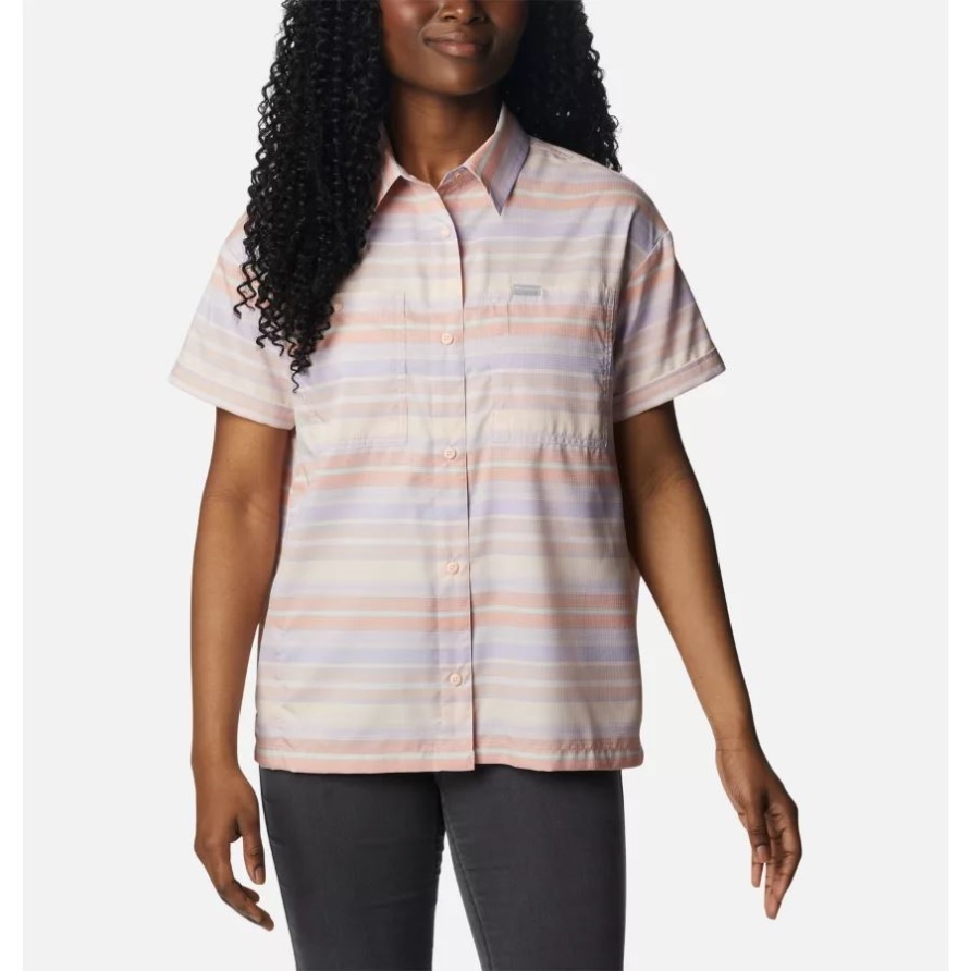 Kurzärmliges Utility-Hemd Von Silver Ridge Für Damen Pfirsich/Painted Hills Stripe Columbia