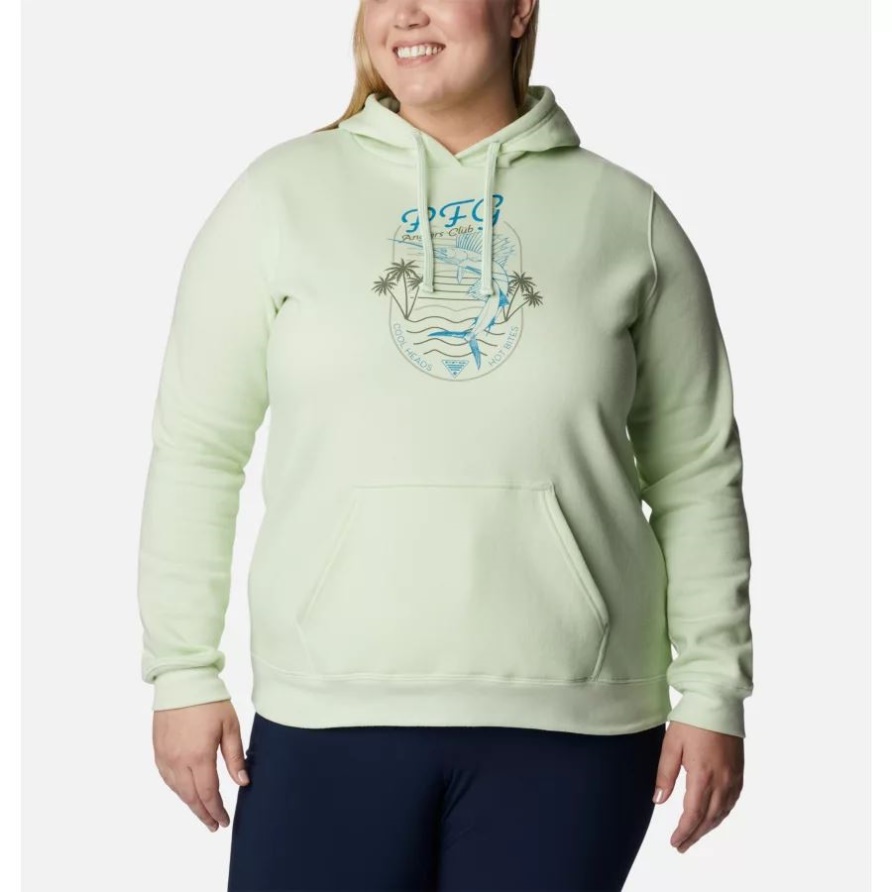 Slack Water Grafik-Hoodie Für Damen In Übergröße Light Lime/Deep Marine Columbia