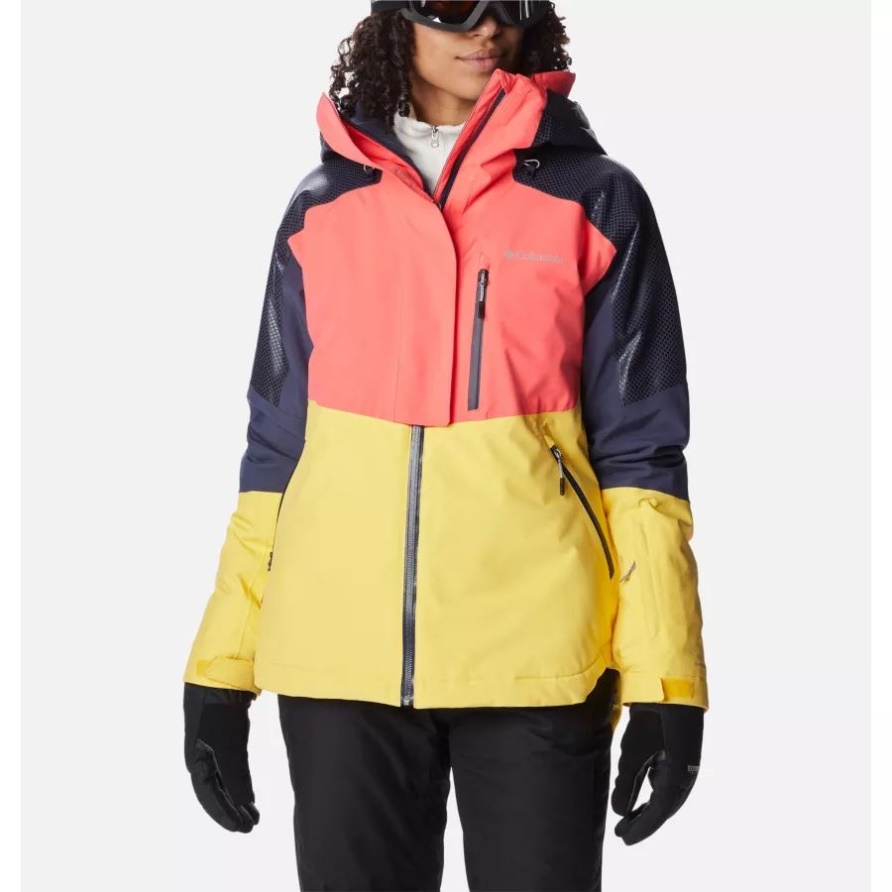 Damen Snow Slab Blackdot Wasserdichte Skijacke Neon Sunrise/Sun Glow/Nocturnal Columbia