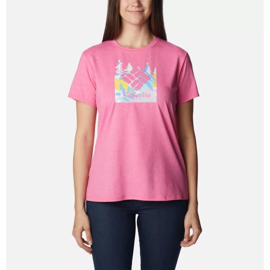 Sun Trek-Grafik-T-Shirt Der Frauen Columbia Wilde Pelargonie Hthr/arboreal Strudel Grx