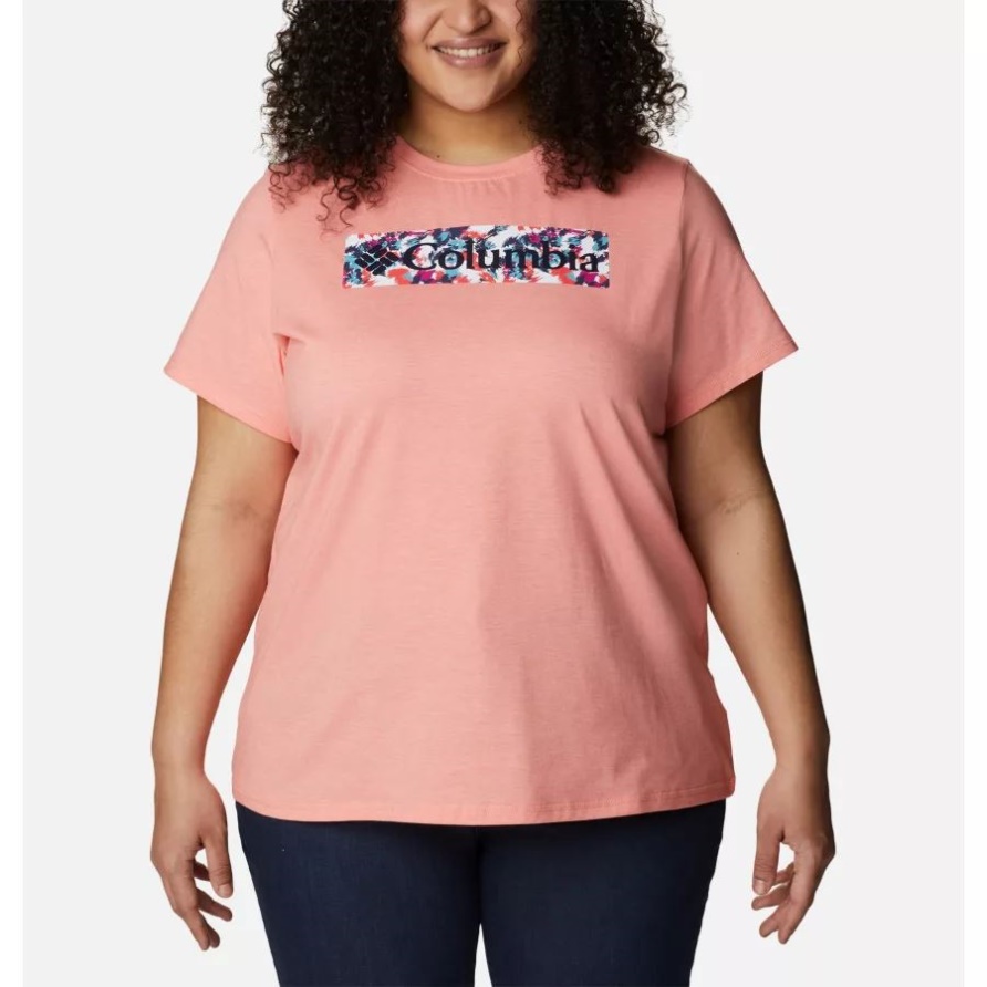 Sun Trek-Grafik-T-Shirt Der Frauen Plus Größe Kolumbien-Korallenriff-Heide/Taifun-Blütenrahmen