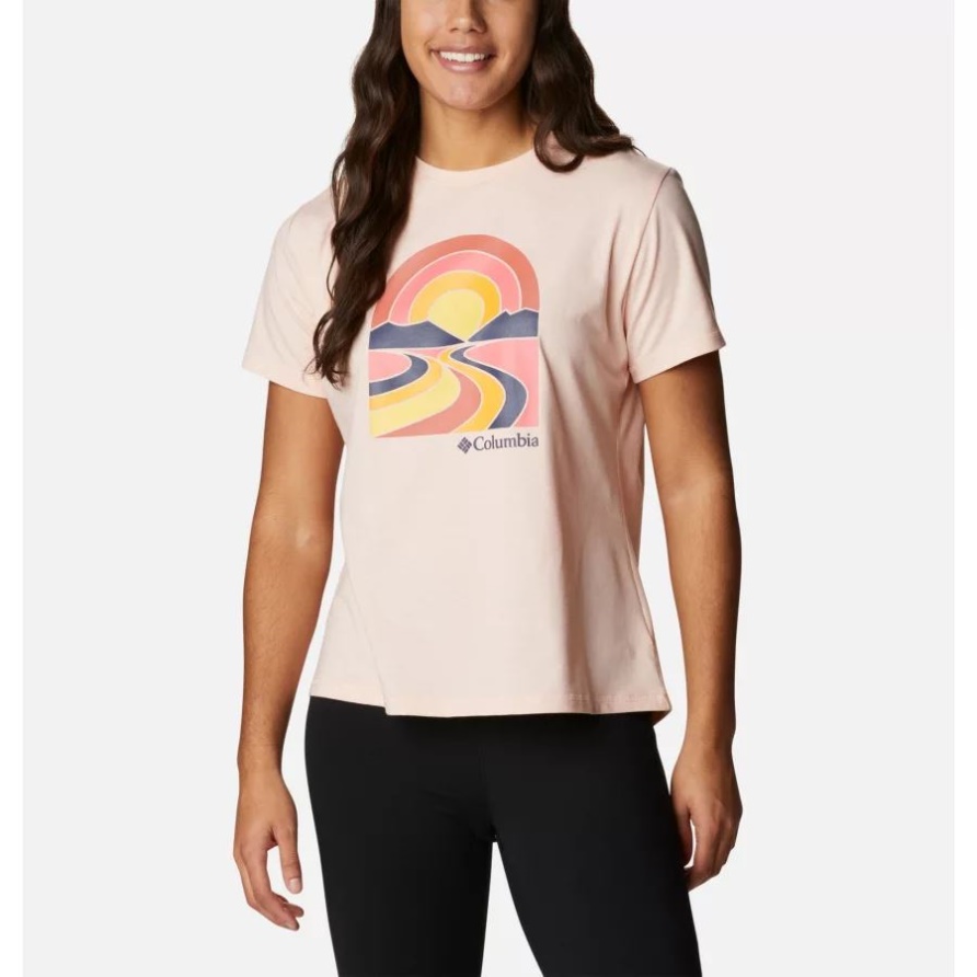 Sun Trek Ii Technisches Grafik-t-shirt Für Frauen Columbia Pfirsichblüte Heide/suntrek Spuren