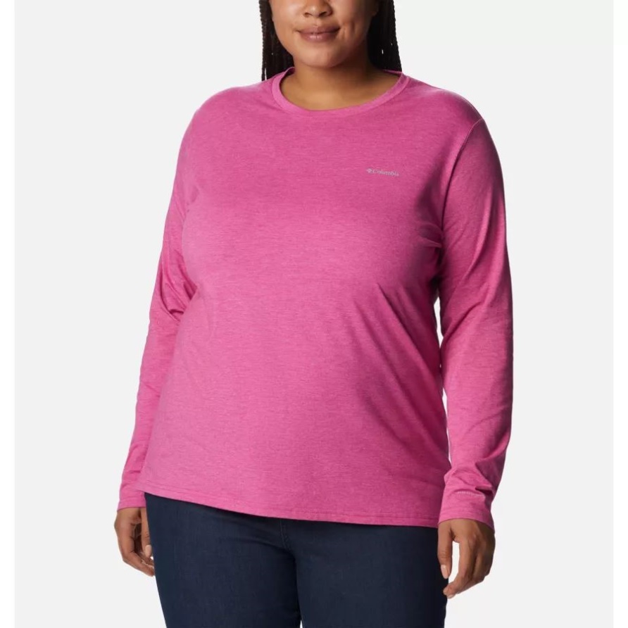 Sun Trek Langarm T-shirt Für Frauen Plus Größe Wild Fuchsia Heather Columbia