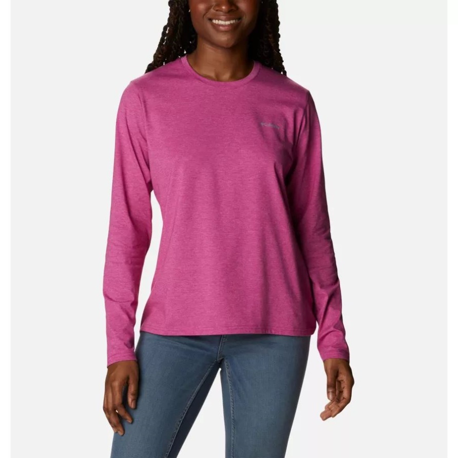 Sun Trek Langarm T-shirt Für Damen Wild Fuchsia Heather Columbia Brand