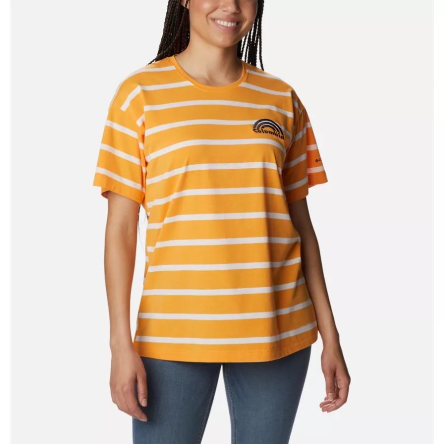 Sun Trek übergroßes T-shirt Für Damen Columbia Mango Sunrise Stripe