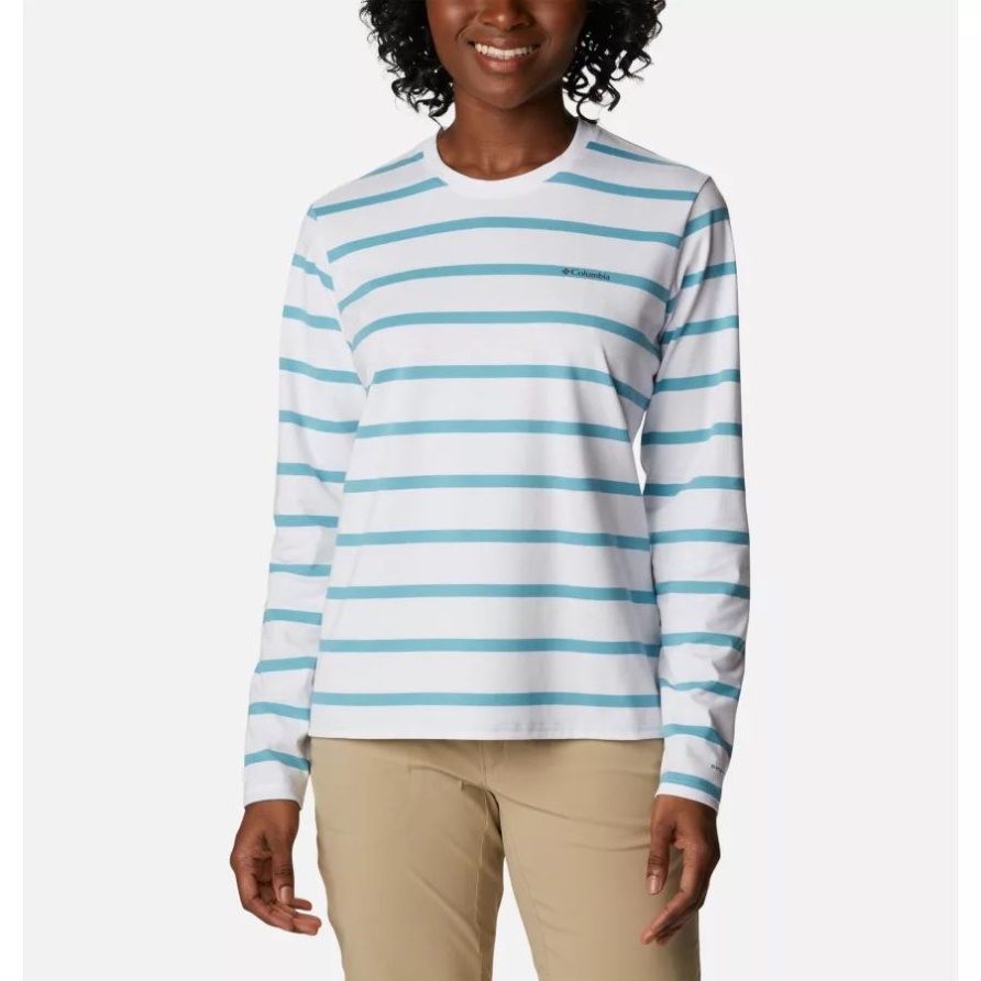 Langärmliges T-shirt Mit Suntrek-muster Für Damen Columbia Sea Wave Sunrise Stripe