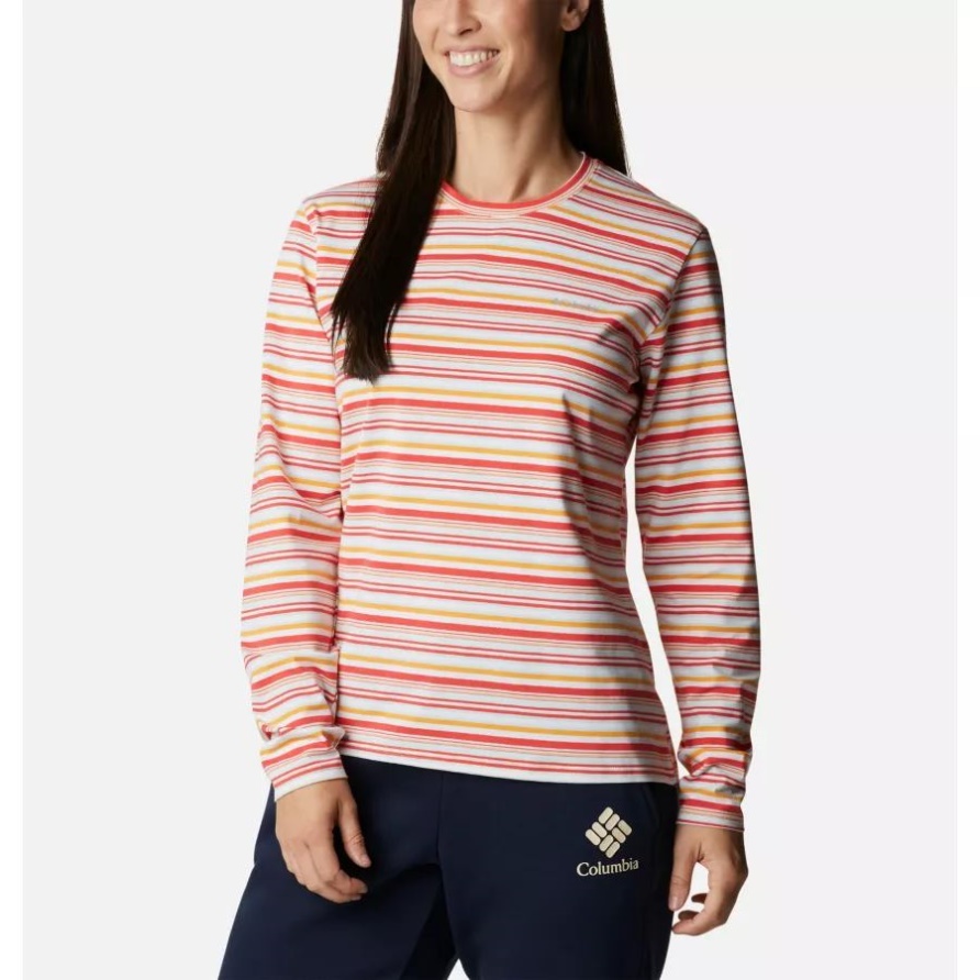 Langärmliges T-Shirt Mit Sun-Trek-Muster Für Damen Coral Reef Multi Sunrise Stripe Columbia