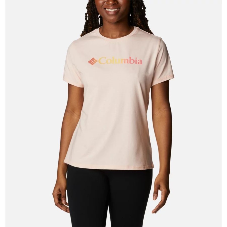 Sun Trek Technisches Grafik-t-shirt Für Damen Columbia Peach Blossom Heather/csc Gradient
