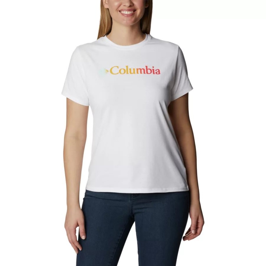 Technisches Grafik-t-shirt Sun Trek Für Damen Weiß/branding Columbia Mit Farbverlauf