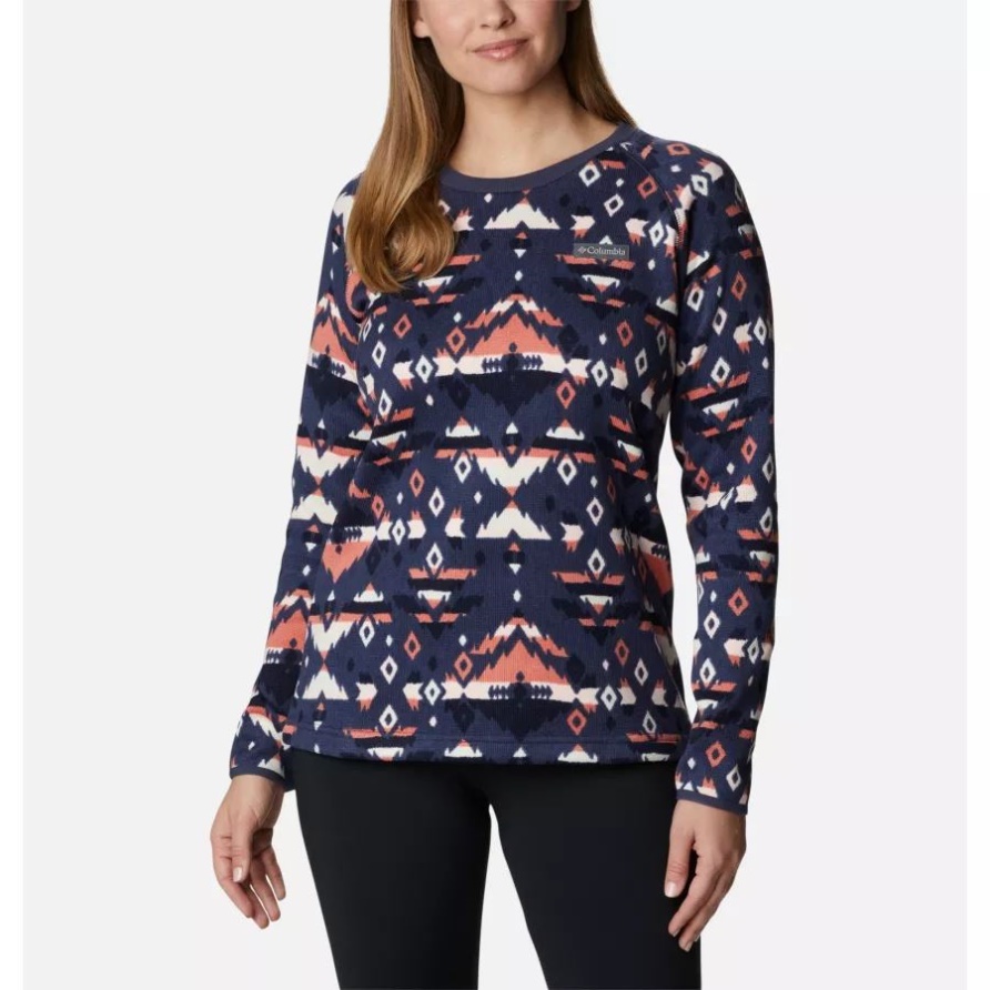 Damen-Pullover Weather Fleece Crew Shirt Columbia Nocturnal Rocky Mt Print