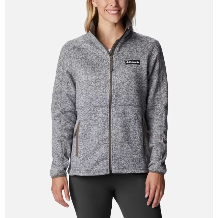 Damen-Pullover Wetterfleecejacke Mit Durchgehendem Reißverschluss Columbia Grey Heather