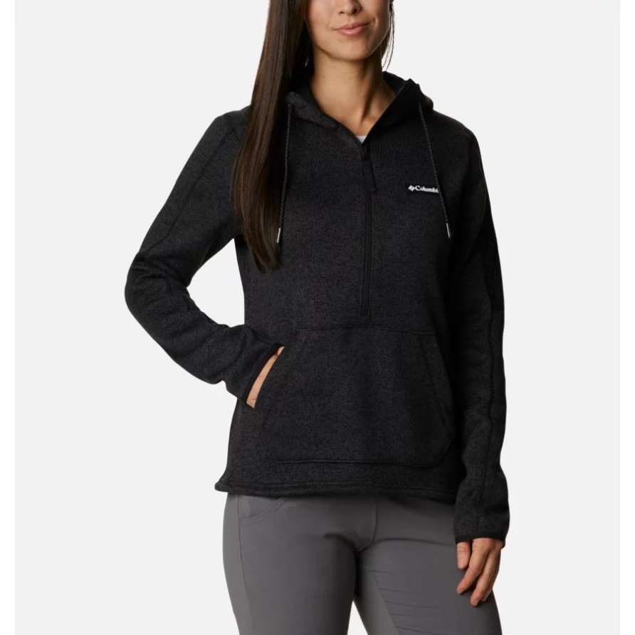Damenpullover Wetterfleece Kapuzenpullover Columbia Schwarz Meliert