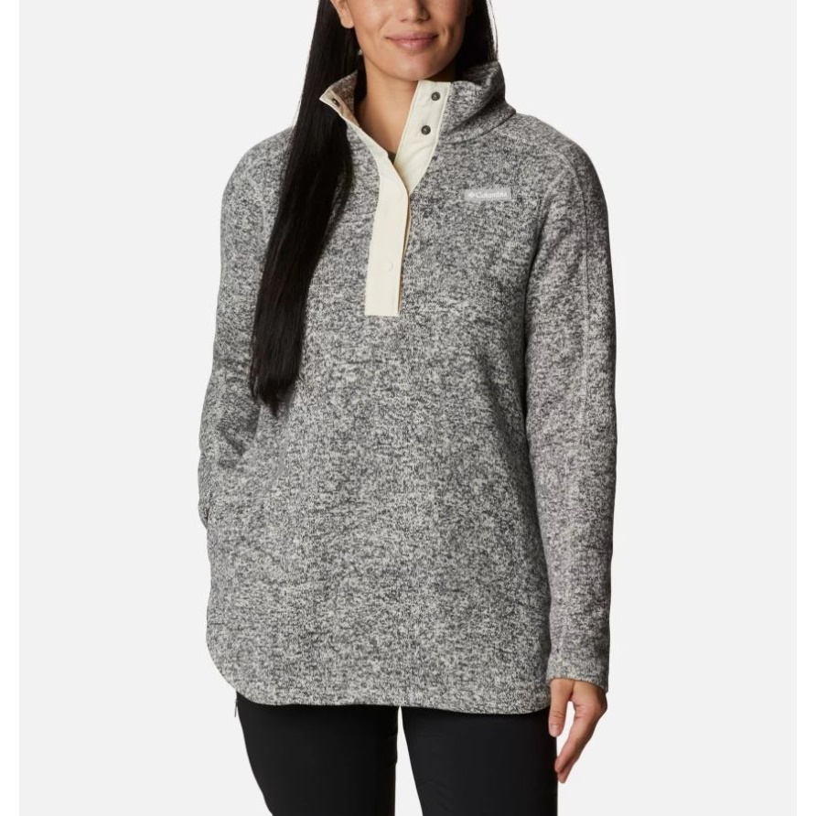 Damen Pullover Weather Fleece Tunika Columbia Chalk Heather