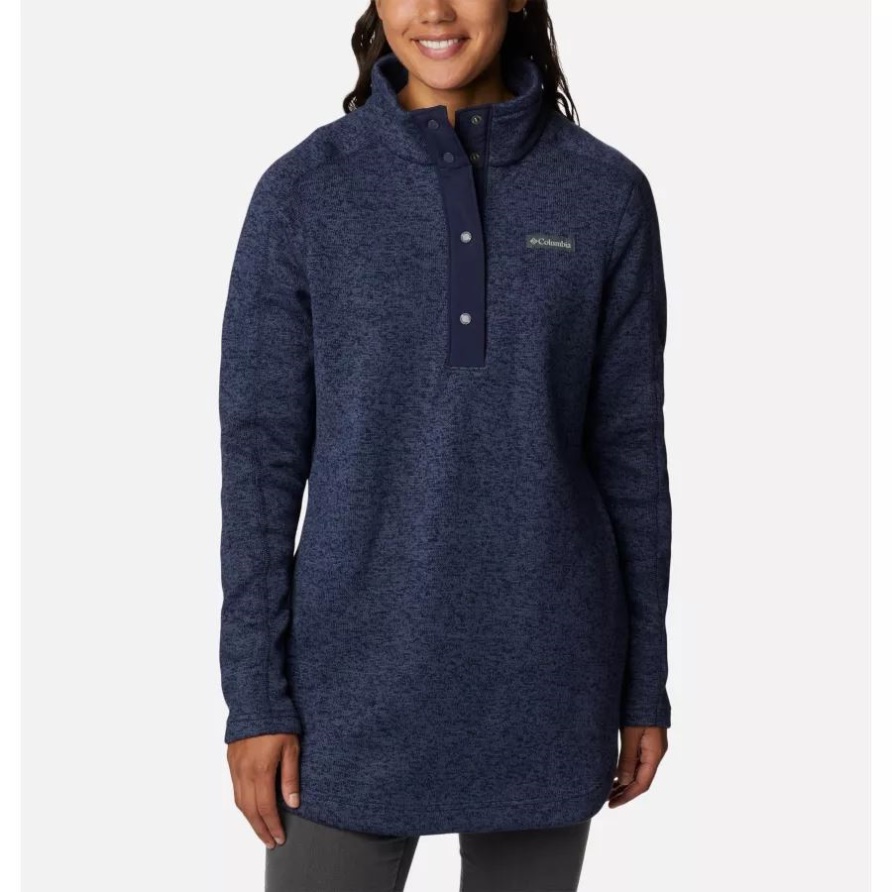 Damen Pullover Weather Fleece Tunika Dark Night Heather Columbia