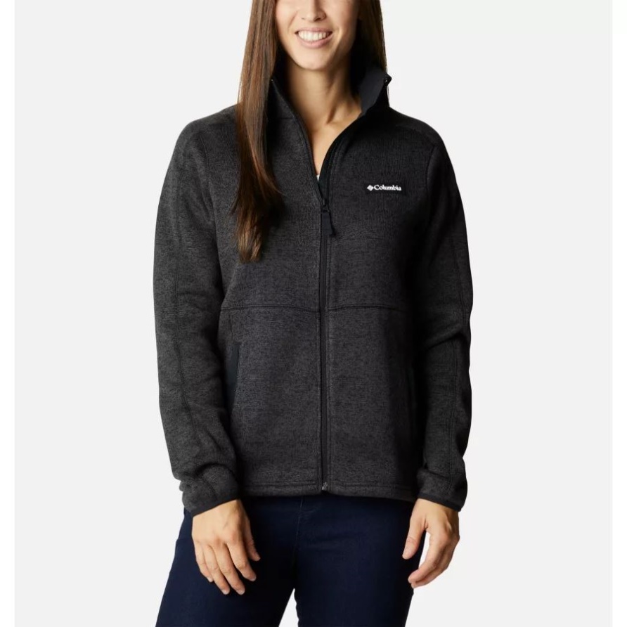 Damen-Sweater Weather Jacke Mit Durchgehendem Reißverschluss Black Heather Columbia