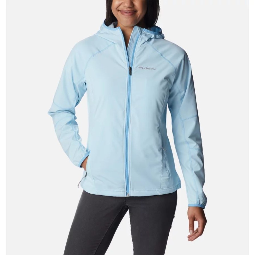 Süße Damen Softshell Kapuzenjacke Columbia Frühlingsblau