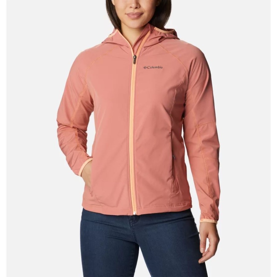 Süße Damen-softshell-kapuzenjacke Dark Coral Columbia